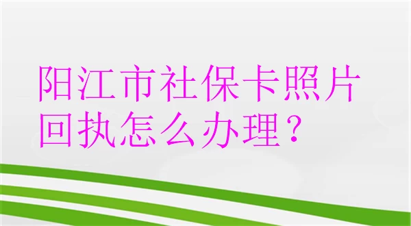 阳江市社保卡照片回执怎么办理