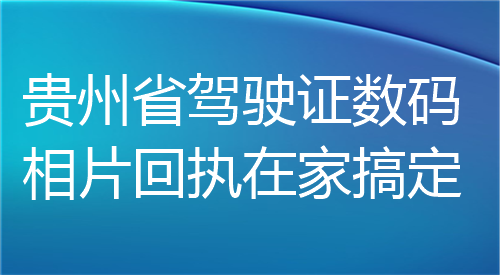 贵州省驾驶证数码相片回执在家搞定