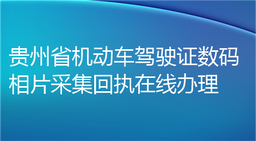 贵州省机动车驾驶证数码相片采集回执在线办理