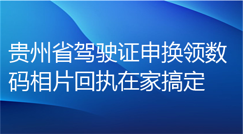 贵州省驾驶证申领数码相片回执在家搞定