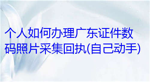 个人如何办理广东证件数码照片采集回执（自己动手）