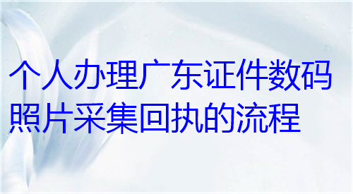 个人办理广东证件数码照片采集回执的流程