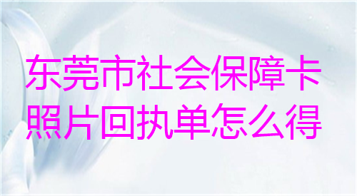 东莞市社会保障卡照片回执单怎么得