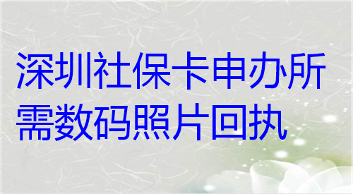 深圳社保卡申办所需数码照片回执