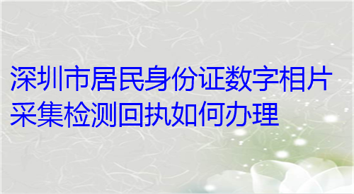 深圳市居民身份证数字相片采集检测回执如何办理