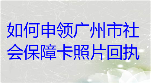 如何申领广州市社会保障卡照片回执