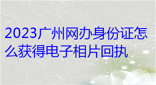 2024广州网办身份证怎么获得电子相片回执