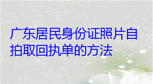 广东居民身份证照片自拍回执单的方法