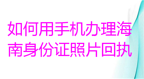 如何用手机办理海南身份证照片回执