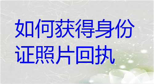 如何获得身份证照片回执