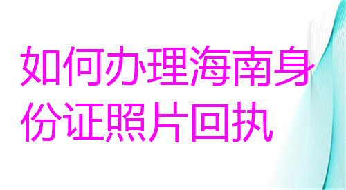 如何办理海南身份证照片回执