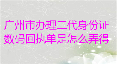 广州市办理二代身份证数码回执单在怎么弄得