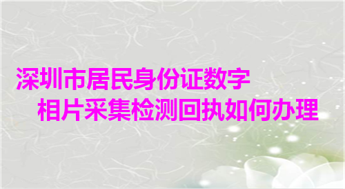 深圳市居民身份证数字相片采集检测回执如何办理