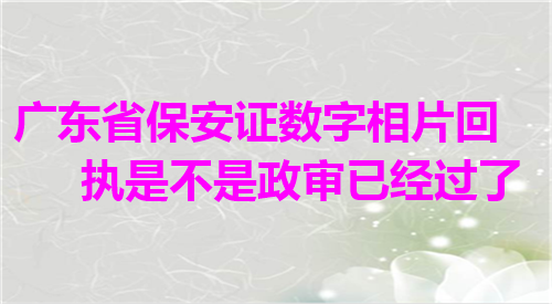 广东省保安证数字相片回执是不是政审已经过了