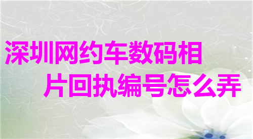 深圳网约车数码相片回执编号怎么弄