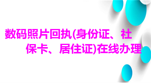 数码照片回执（身份证、社保卡、居住证）在线办理